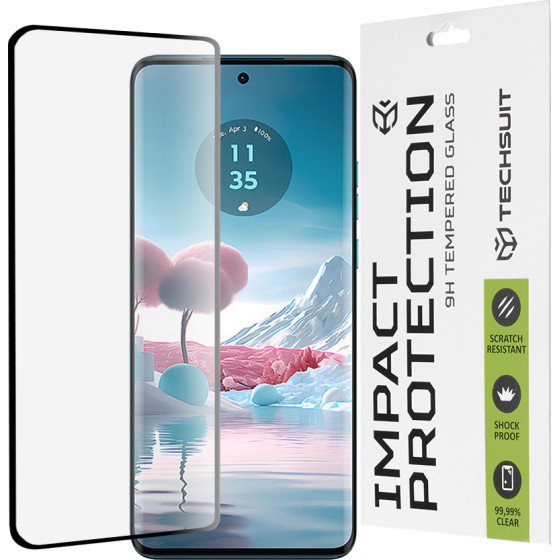 Techsuit - 111D Full Cover / Full Glue Glass / 3D Curved Screen - Motorola Edge 40 Neo - Black