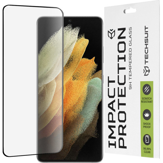Techsuit - 111D Full Cover / Full Glue Glass / 3D Curved Screen - Samsung Galaxy S21 Ultra 5G - Black