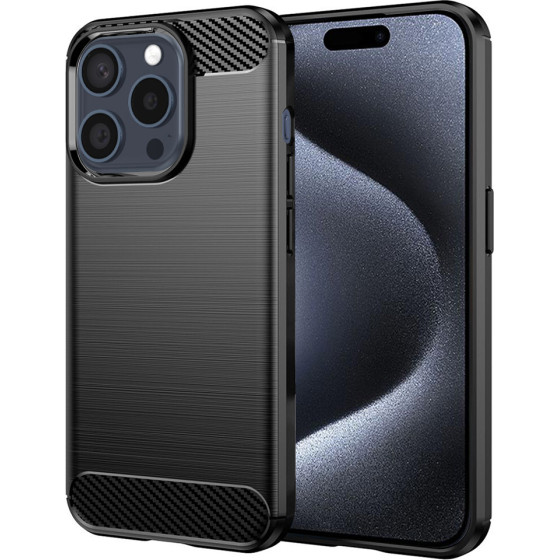 Techsuit - Carbon Silicone - iPhone 15 Pro - Black