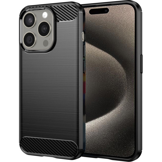 Techsuit - Carbon Silicone - iPhone 15 Pro Max - Black