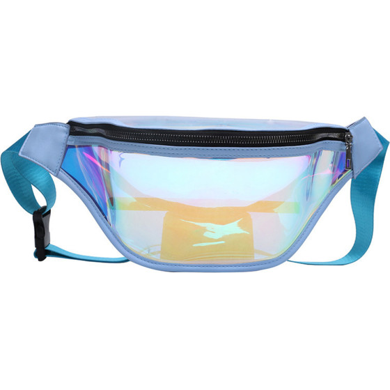 Techsuit - Casual Waist Bag (CWB2) - Transparent, with Belt for Recreational Activity, Fitness - Blue