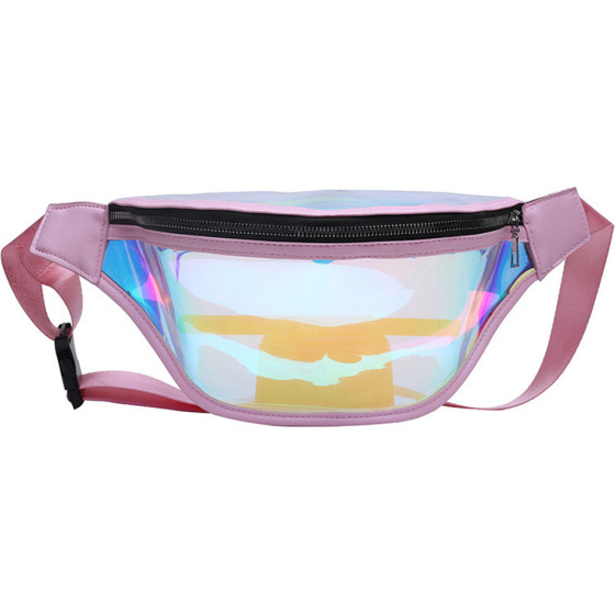 Techsuit - Casual Waist Bag (CWB2) - Transparent, with Belt for Recreational Activity, Fitness - Pink