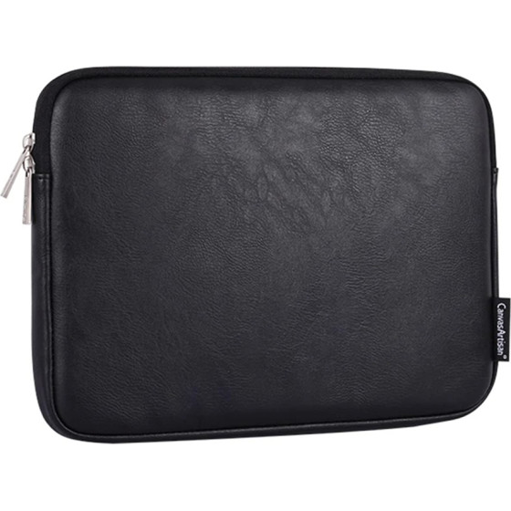 CanvasArtisan - Laptop Sleeve (L36-M01) - for 13-14 inch Devices, Zipper, Eco Leather - Black