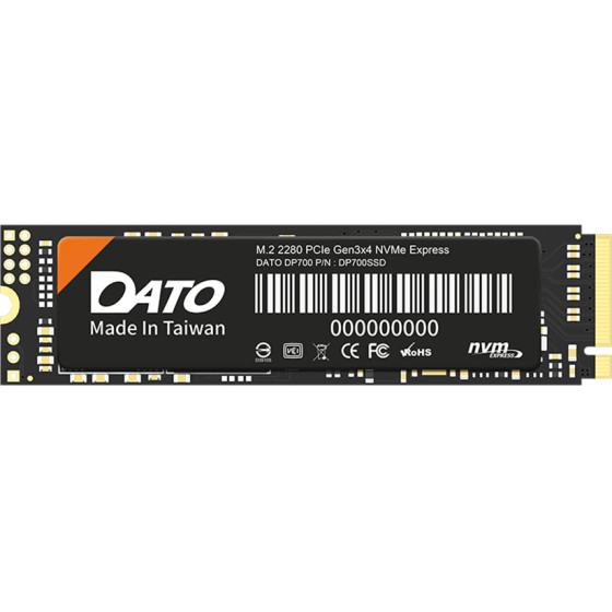 Dato - Internal Solid State Drive SSD DP700 - PCIe Gen3x4, 2TB, PC Interface PCIe Gen3x4, 2500MB/s - Black - (DP700SSD-2TB)
