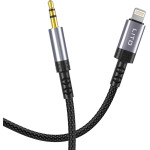 Lito - Audio Cable Adapter (LA01) - Lightning to Jack 3.5mm, Hi-Fi, 24k Gold-plated Contacts, Nylon-braided, 1m - Black - (LA01-1)