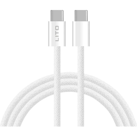 Lito - Data Cable (LD04) - Type-C to Type-C Fast Charging PD60W, 2m - White