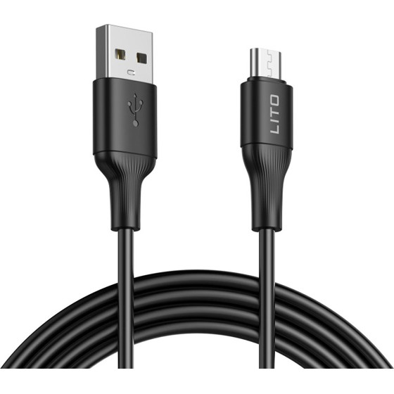 Lito - Data Cable (LD06V) - USB to Micro-USB, PVC, 1m - Black - (LD06-USB/MICRO-BLACK)