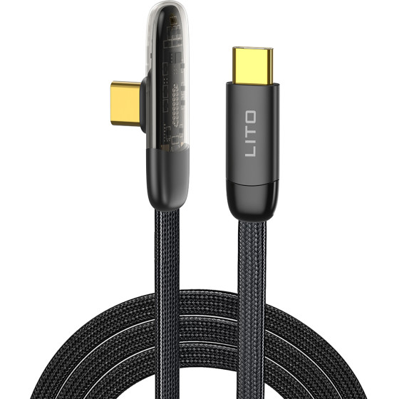 Lito - Data Cable (LD11) - Type-C to Type-C Fast Charging, Nylon Braided, Gold Plated Interface, Design, 1m - Black