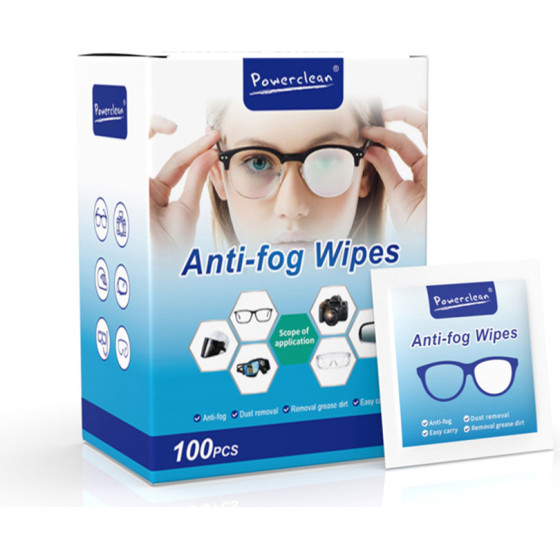 Techsuit - (100 pcs) Glasses Cleaning Wipes - Anti-Fog, Antibacterial, Dust and Grease Dirt Removal - White - (ETSA1)