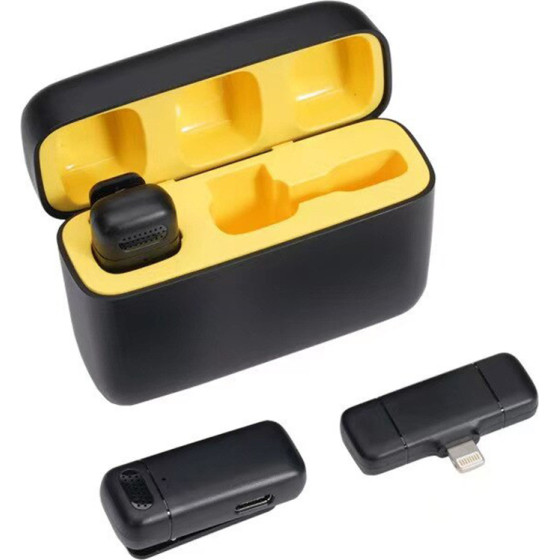 Techsuit - (2 pack) Lavalier Wireless (LW3) - with Receiver, Lightning, Noise Reduction, 70mAh, Plug and Play - Black - (LW3;LIGHTNING)