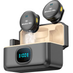 Techsuit - (2 pack) Lavalier Wireless (LW5) - with Receiver, Lightning, Noise Reduction 2.0, Digital Display - Black - (LW5;LIGHTNING)