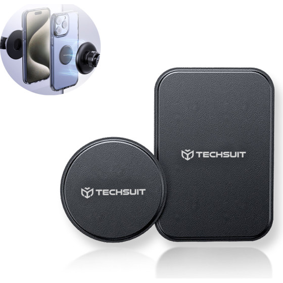 Techsuit - (2 pack) Metal Plate - with PU Leather Cover - Black - (MP02)