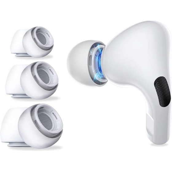 Techsuit - (3 pack) Replacement Ear Tips (ET1) - for Apple AirPods Pro 1 / 2, Soft Premium Silicone, XS, S, L Sizes - White