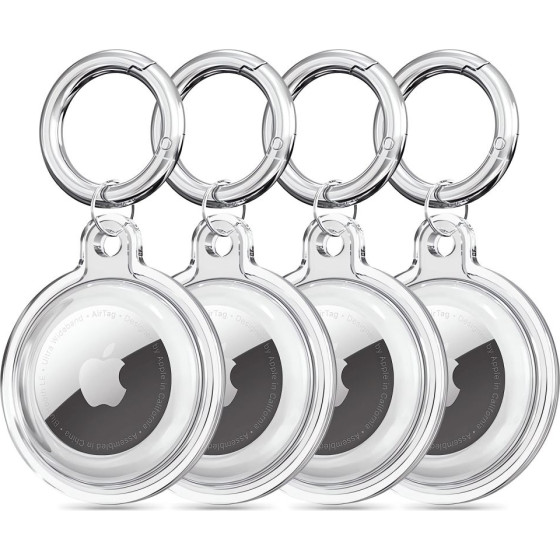 Techsuit - (4 pack) Secure Holder Silicone (CT15) - Apple AirTag Case - Clear