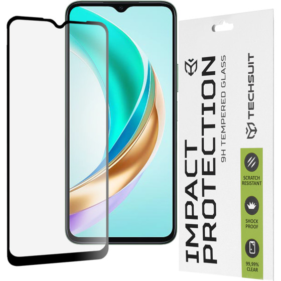 Techsuit - 111D Full Cover / Full Glue Glass - Honor X6b - Black