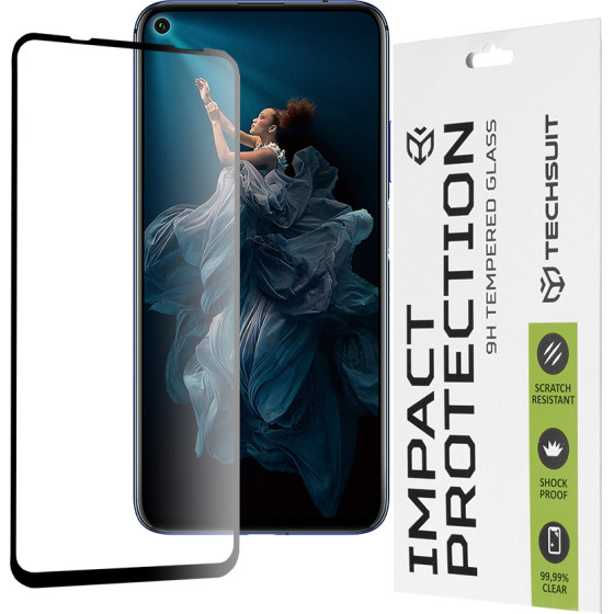 Techsuit - 111D Full Cover / Full Glue Glass - Huawei nova 5T / Honor 20 / Honor 20 Pro / Mate 30 Lite - Black