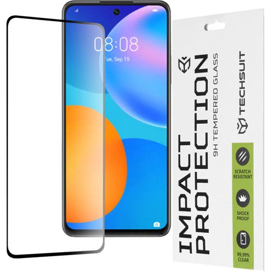 Techsuit - 111D Full Cover / Full Glue Glass - Huawei P smart 2021 - Black