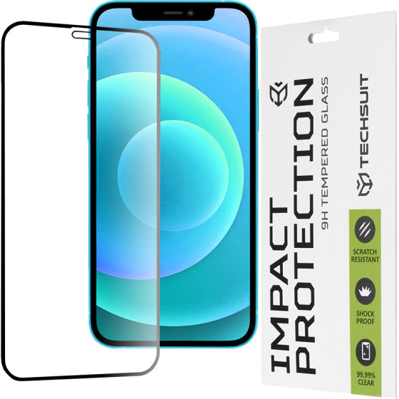 Techsuit - 111D Full Cover / Full Glue Glass - iPhone 12 / iPhone 12 Pro - Black