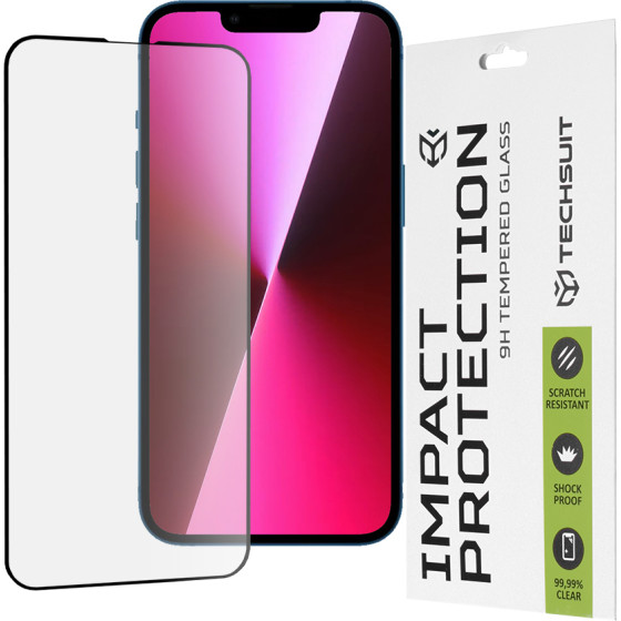 Techsuit - 111D Full Cover / Full Glue Glass - iPhone 13 / iPhone 13 Pro / iPhone 14 - Black