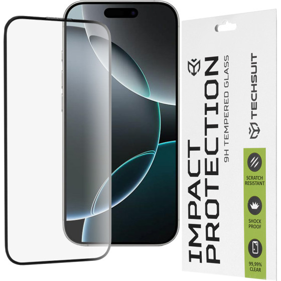 Techsuit - 111D Full Cover / Full Glue Glass - iPhone 16 Pro - Black