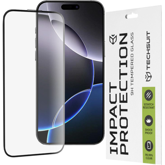 Techsuit - 111D Full Cover / Full Glue Glass - iPhone 16 Pro Max - Black