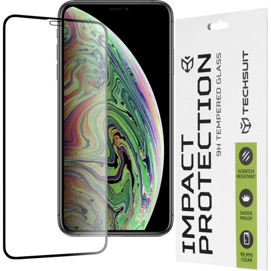 Techsuit - 111D Full Cover / Full Glue Glass - iPhone X / iPhone XS / iPhone 11 Pro - Black