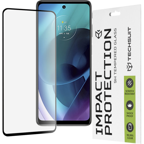 Techsuit - 111D Full Cover / Full Glue Glass - Motorola Moto G51 5G - Black