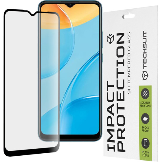 Techsuit - 111D Full Cover / Full Glue Glass - Oppo A15 / A15s / A16 / A16s / A54s - Black