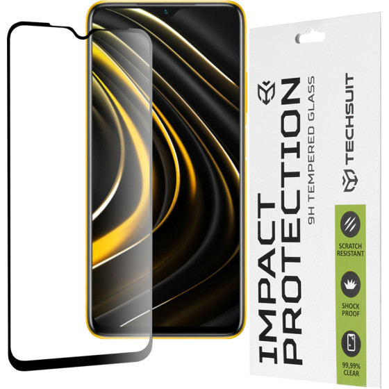 Techsuit - 111D Full Cover / Full Glue Glass - Xiaomi Poco M3 / Redmi 9 Power / Redmi 9T - Black