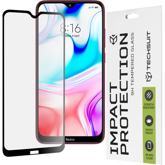 Techsuit - 111D Full Cover / Full Glue Glass - Xiaomi Redmi 8 / Redmi 8A - Black