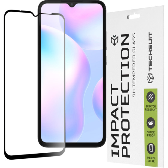 Techsuit - 111D Full Cover / Full Glue Glass - Xiaomi Redmi 9/9A/9AT/9C/9C NFC/10/10 2022/10A/A1/A1+/A2/A2+ - Black