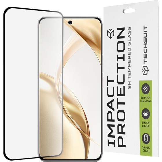 Techsuit - 111D Full Cover / Full Glue Glass / 3D Curved Screen - Honor 200 - Black