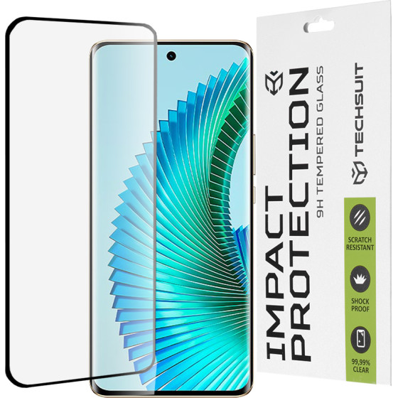 Techsuit - 111D Full Cover / Full Glue Glass / 3D Curved Screen - Honor Magic6 Lite - Black