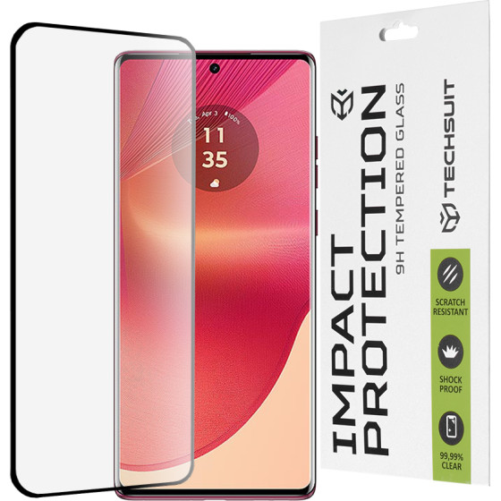 Techsuit - 111D Full Cover / Full Glue Glass / 3D Curved Screen - Motorola Edge 50 Fusion - Black
