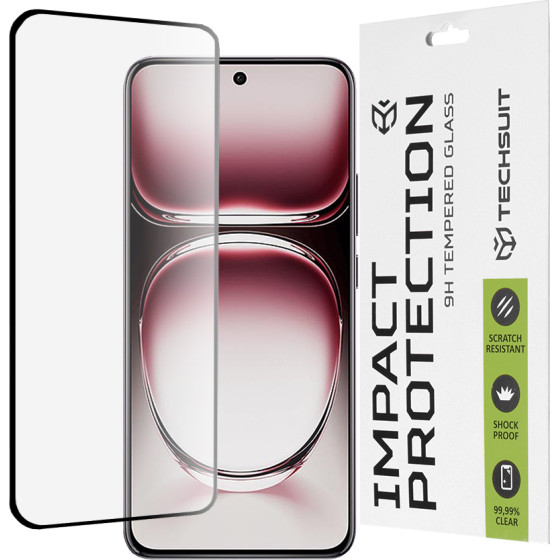 Techsuit - 111D Full Cover / Full Glue Glass / 3D Curved Screen - Oppo Reno12 Pro - Black