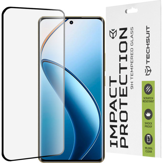 Techsuit - 111D Full Cover / Full Glue Glass / 3D Curved Screen - Realme 12 Pro / 12 Pro+ - Black