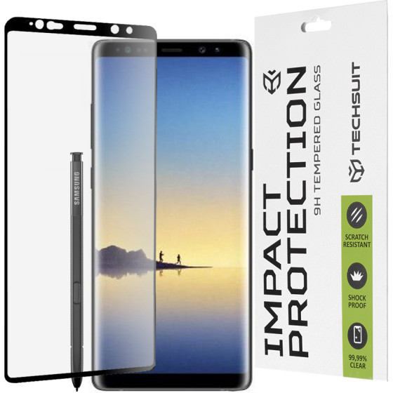 Techsuit - 111D Full Cover / Full Glue Glass / 3D Curved Screen - Samsung Galaxy Note 8 - Black