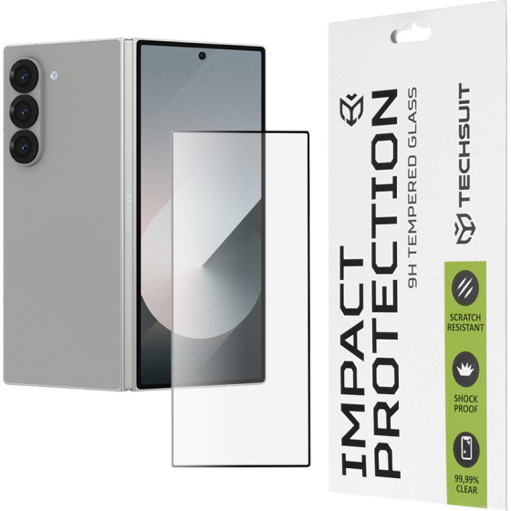 Techsuit - 111D Full Cover / Full Glue Glass [Outside Screen] - Samsung Galaxy Z Fold6 - Black