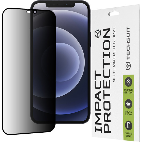 Techsuit - 111D Privacy Full Glue - iPhone 12 / iPhone 12 Pro - Black