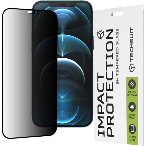 Techsuit - 111D Privacy Full Glue - iPhone 12 Pro Max - Black