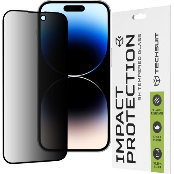 Techsuit - 111D Privacy Full Glue - iPhone 14 Pro - Black
