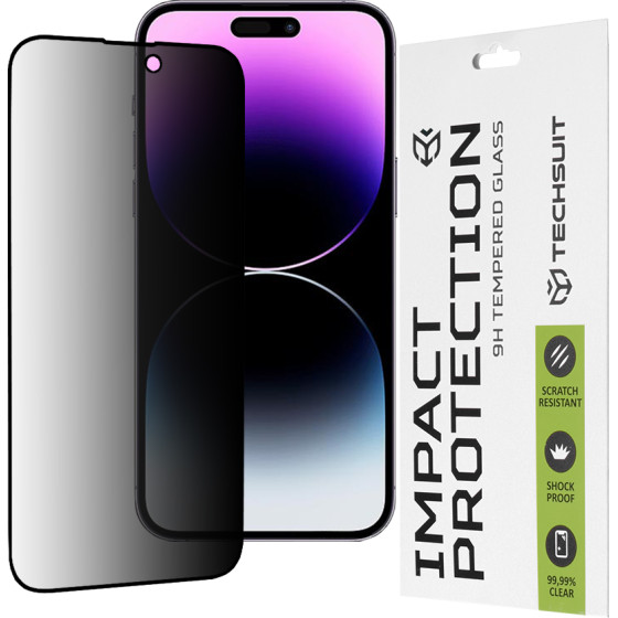 Techsuit - 111D Privacy Full Glue - iPhone 14 Pro Max - Black