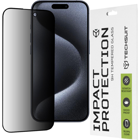 Techsuit - 111D Privacy Full Glue - iPhone 15 Pro - Black