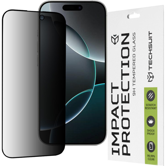 Techsuit - 111D Privacy Full Glue - iPhone 16 Pro - Black