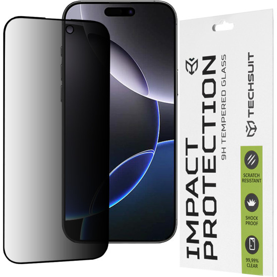 Techsuit - 111D Privacy Full Glue - iPhone 16 Pro Max - Black
