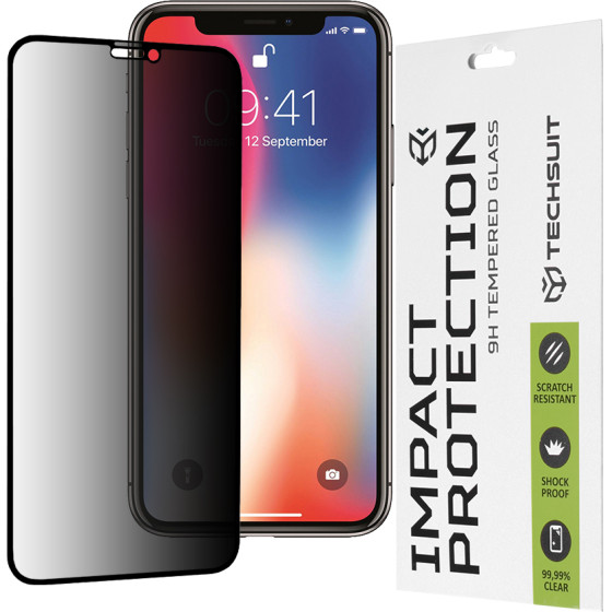 Techsuit - 111D Privacy Full Glue - iPhone X / iPhone XS / iPhone 11 Pro - Black