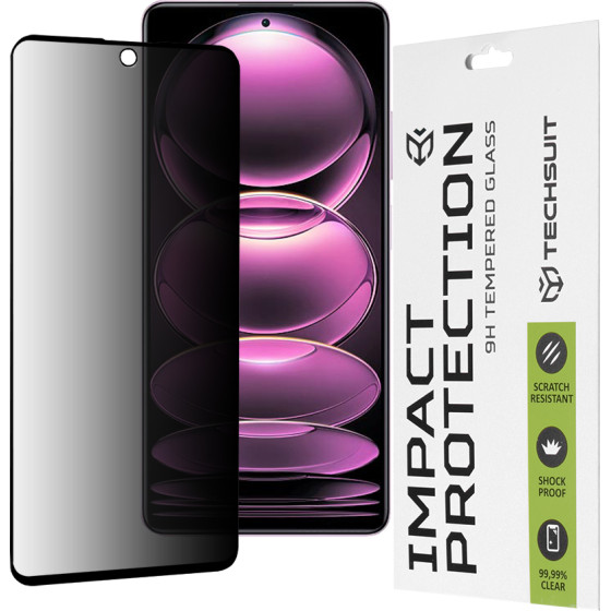 Techsuit - 111D Privacy Full Glue - Xiaomi Redmi Note 12 Pro 5G / 12 Pro+ / Poco X5 Pro - Black