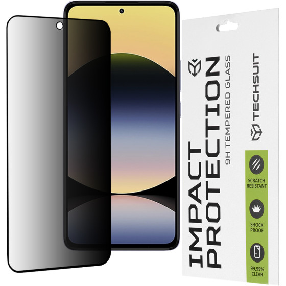 Techsuit - 111D Privacy Full Glue - Xiaomi Redmi Note 14 4G (164,84 x 78,15 x 8,16mm) - Black