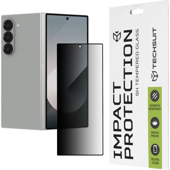 Techsuit - 111D Privacy Full Glue [Outside Screen] - Samsung Galaxy Z Fold6 - Black