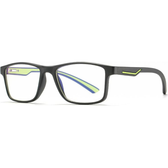 Techsuit - Anti-Blue Light Glasses Reflex TR90 (F2388) - Rectangular - Sand Black / Green - (F2388/GREEN)